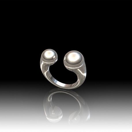 Bague boules argent